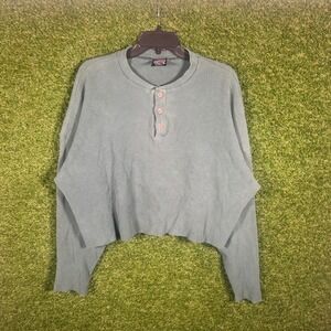 Vintage Soffe's Choice Waffle Knit Henley Thermal Cropped Cut Off XL Green